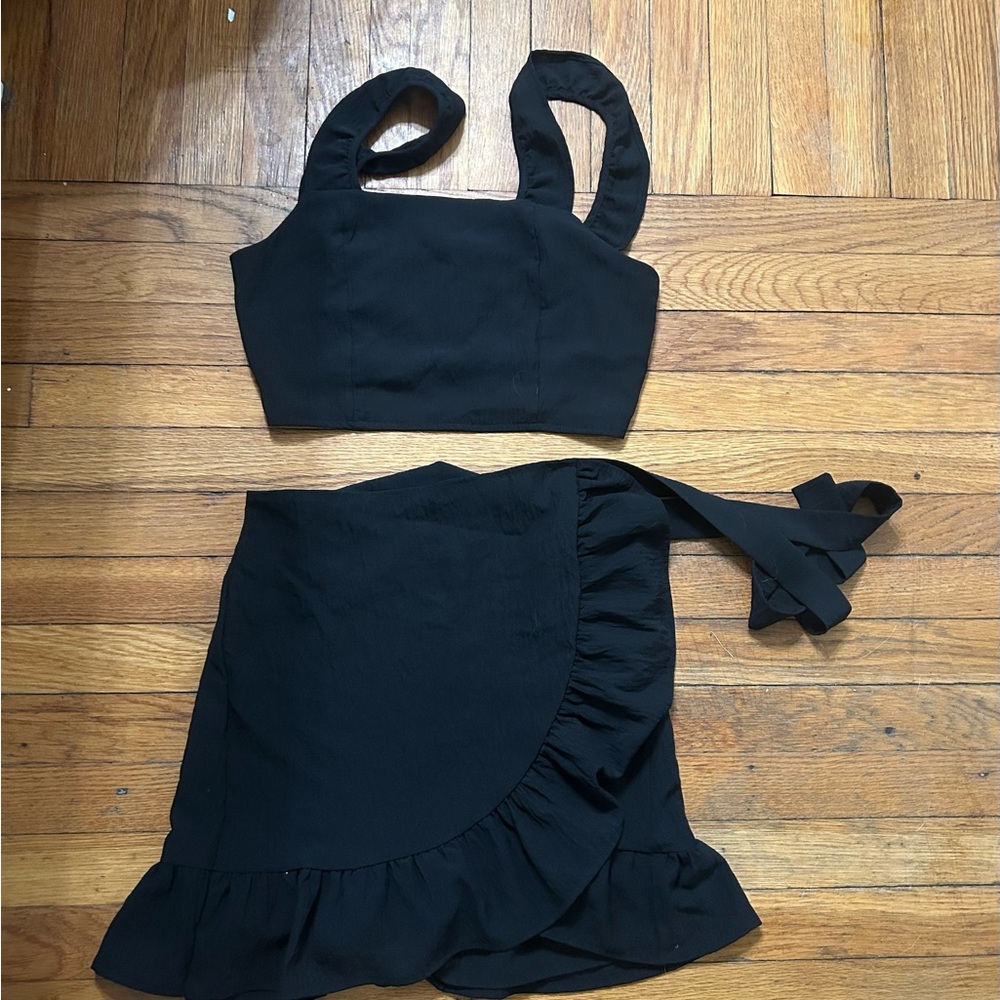 Pink Lily Black Skirt Set